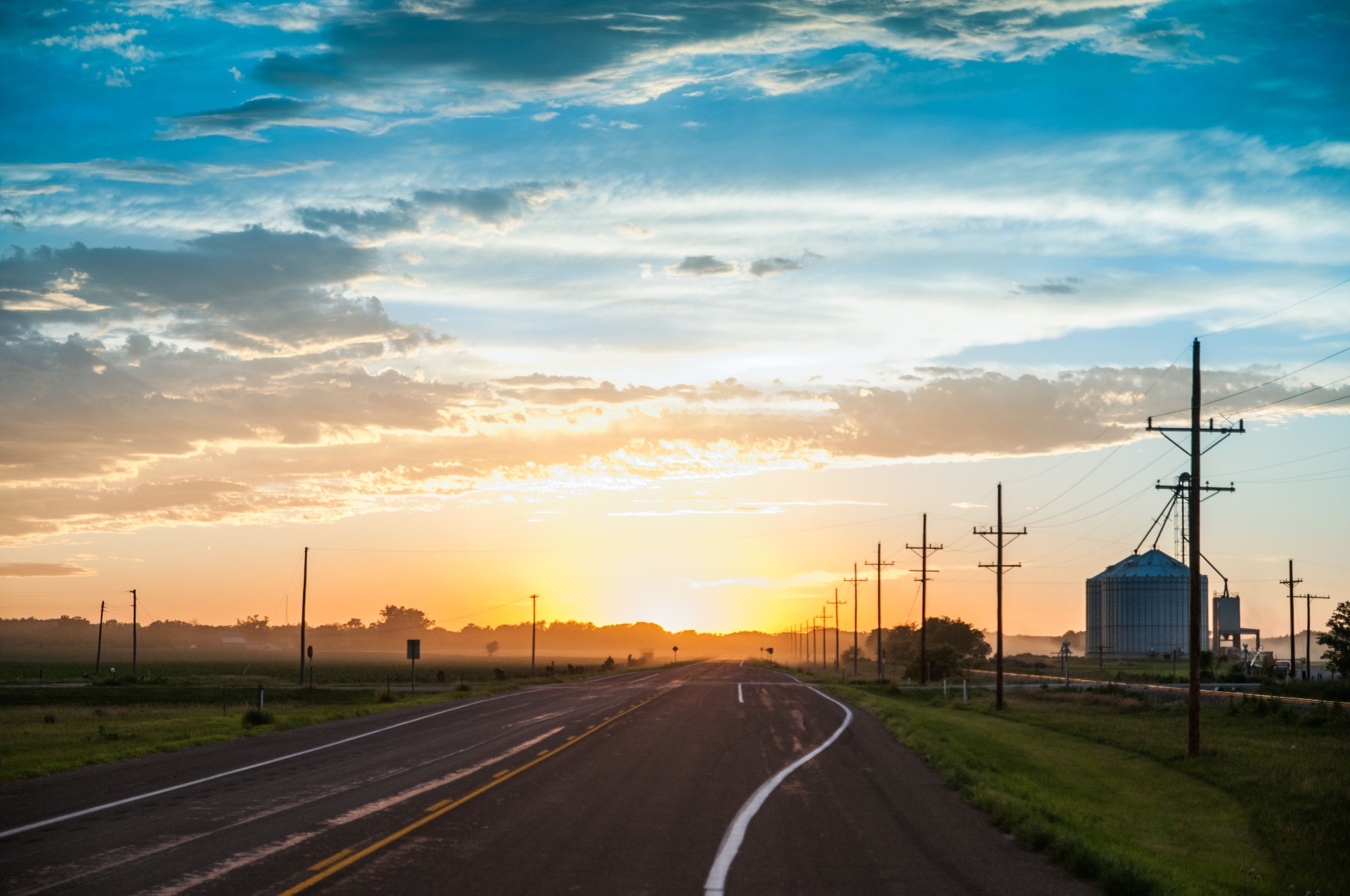 Open road at sunrise